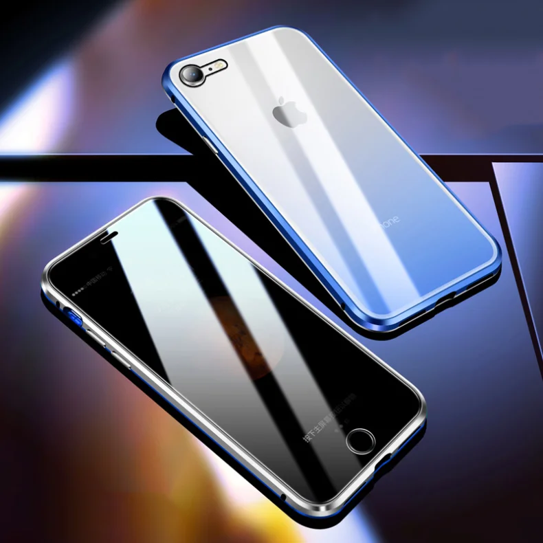 Высокое качество анти-писк стеклянный чехол для Apple iPhone XS MAX X XR 7 8 Plus Алюминиевый металлический градиентный чехол из закаленного стекла