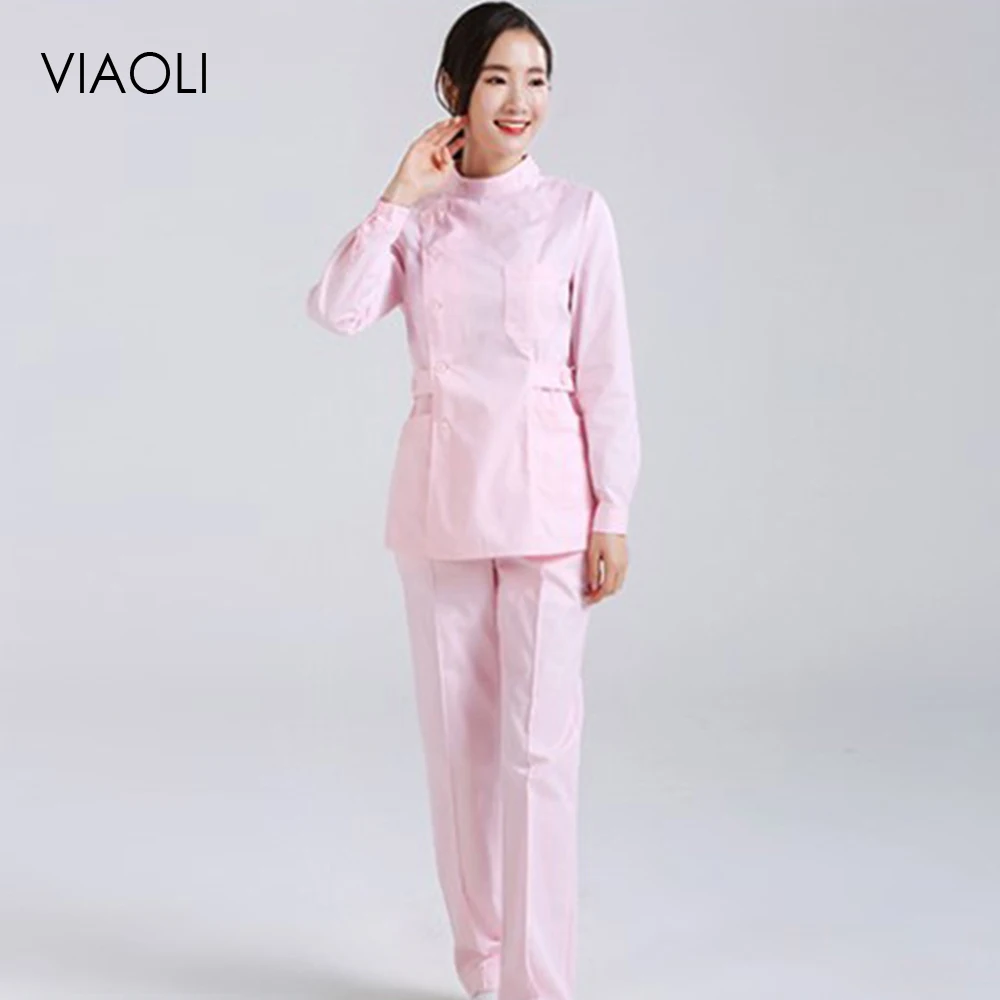 Viaoli, Женская медицинская одежда для медсестры, больничные хирургические костюмы, скрабы для кормления, униформа для салона красоты, Женское пальто с коротким рукавом+ штаны