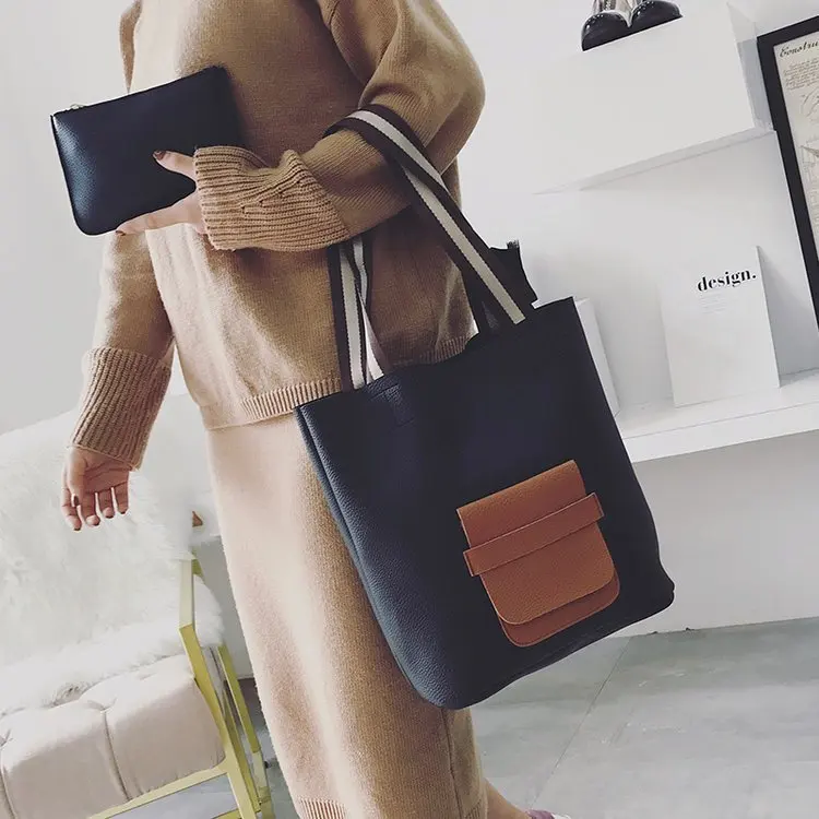 

Botai New Style Women's Contrast Color Korean-style Fashion Shoulder Bag Simple Picture Large Bag Trend Versatile Handbag Tote B