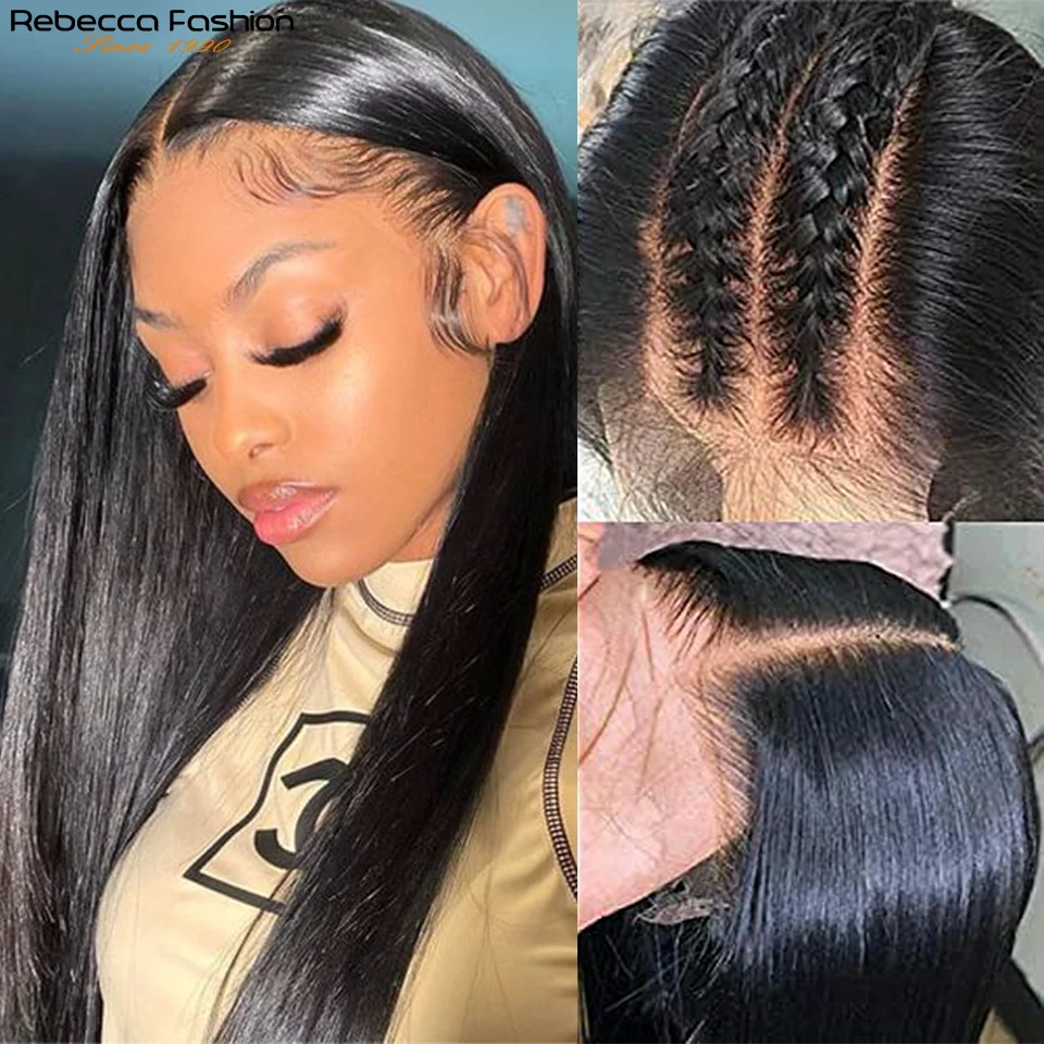 Прямой парик Rebecca на сетке спереди парики из человеческих волос 360 для женщин
