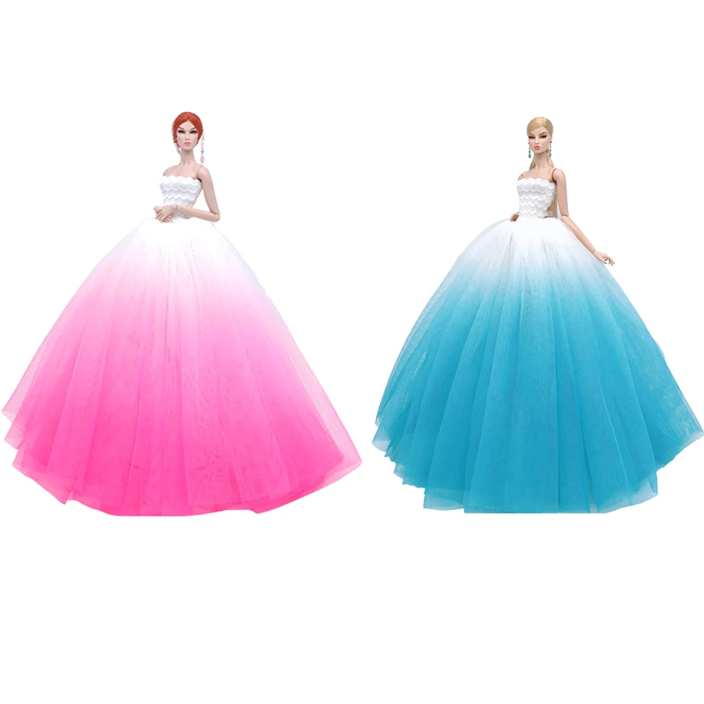 NK 2 Pcs /Set Doll Wedding Bride Marriage Dress Princess Deluxe Trailing Fantasy toys For Barbie Lace 9X | Игрушки и хобби