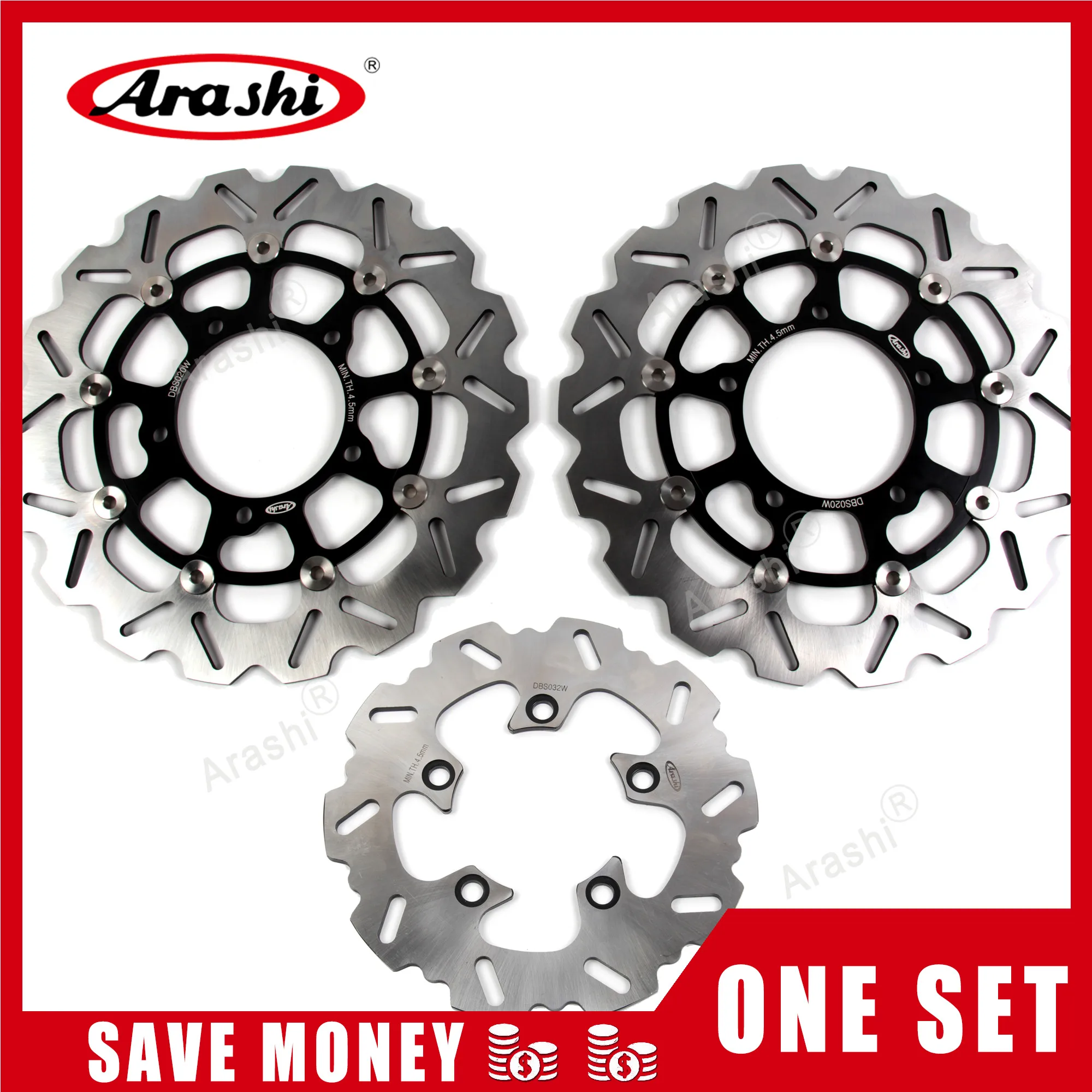 Front & Rear Wave Brake Disc Rotors Set For Suzuki GSXR1000 2005-2008 (K5-K8)