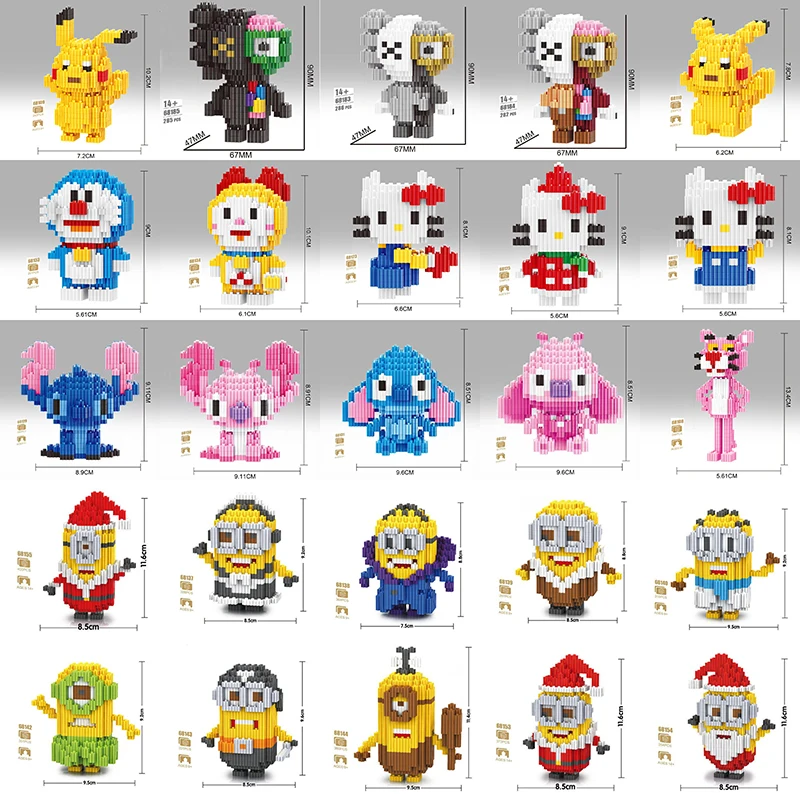 

32Colors DIY Diamond Building Blocks Mini Cartoon Mickey- Animals Pikaqiu Educational Bricks Compatible Toys for Children No Box