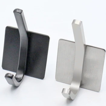 

4pcs/set Kitchen Stainless Steel Punch-free Square Wall Hook Bedroom Coat Hanger