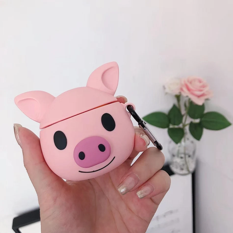 Pig Для AirPods Pro Чехол 3D милая собака корги утка тост наушники Kawaii чехол для AirPods Pro 3 Мягкий защитный чехол с брелком - Цвет: Pig