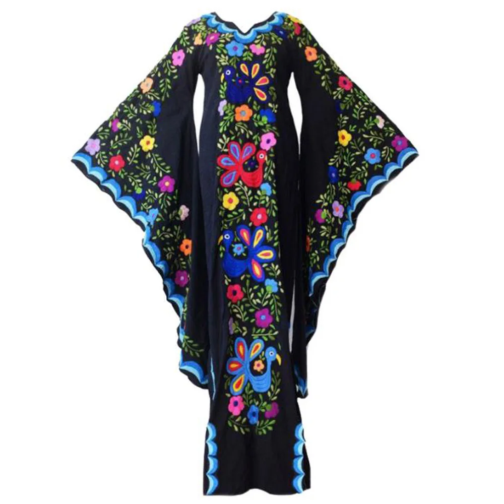 Vintage Butterfly Print Dress Women Long Retro Victorian Costume Princess Style Summer Party Holiday Flare Sleeve Vestidos | Женская