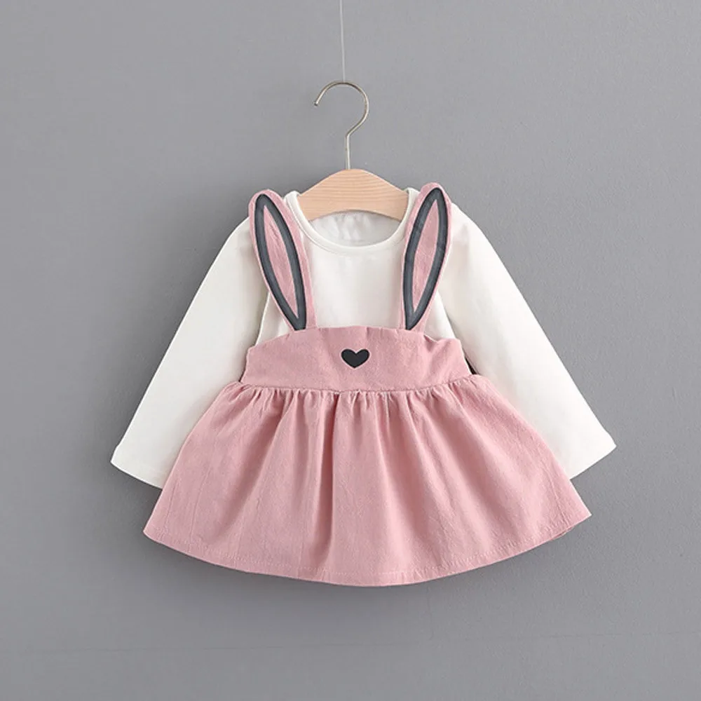 Платье для маленьких девочек vestido Infantil Menina فساتين اطفال, Осенняя детская одежда для девочек в возрасте от года до трёх милый кролик повязку костюм мини платье Z4