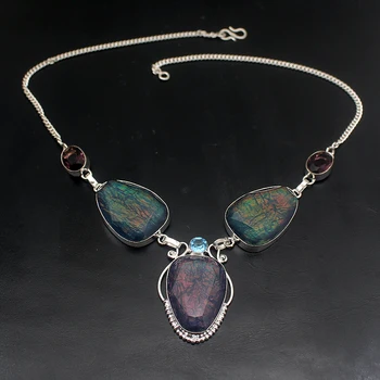 

Exotic Natural Dichroic Glass Amethystt 925 Sterling Silver Color Charms Gifts Pendant Necklace 19 Inch H458