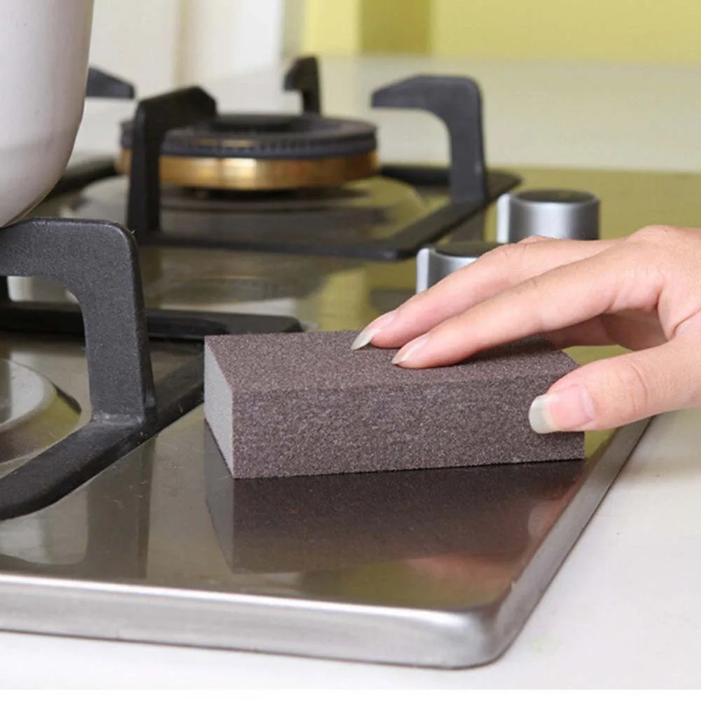 TJW 10 Pack Magic Emery Sponge Brush，Nano-diamond Eraser Cleaning Brush for Kitchen Bowl Pot Pan Dish Brown