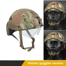 

Tactical Fast Helmet With Goggles Military Airsoft Paintball Protective Safety CS Riding Protect Helmet