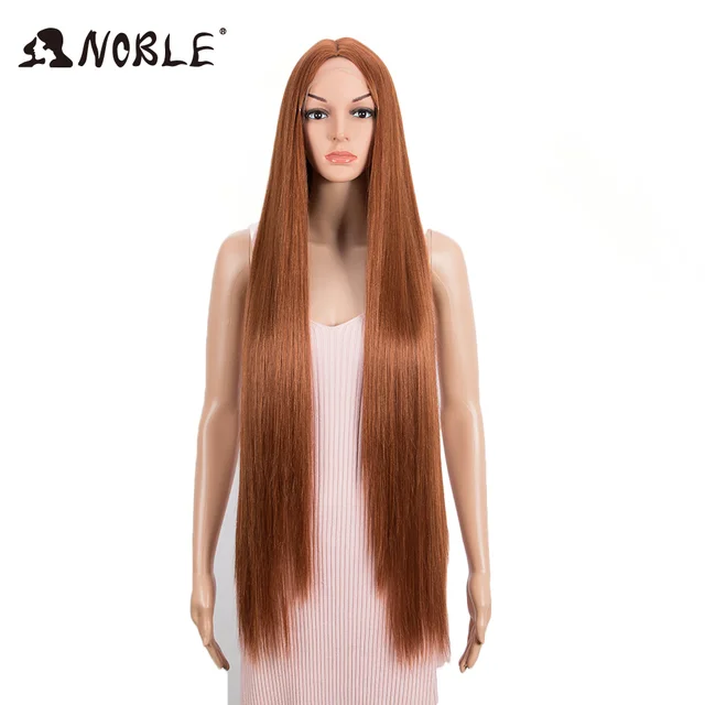 Noble Lace Wigs For Black Women Straight Wig Synthetic Lace Wig 38 Inch Ombre Blonde Lace Wig  Cosplay Synthetic Lace Wig 130T