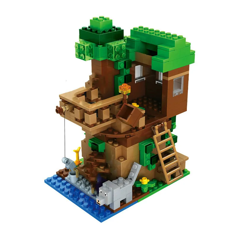 The Tree House Small Building Blocks Sets With Steve Action Figures Compatible My World MinecraftINGlys Sets Toys For Children The Tree House Small Building Blocks Sets With Steve Action Figures Compatible My World MinecraftINGlys Sets Toys For Children