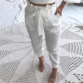 

Paperbag Waist Broderie Lace Casual Pants