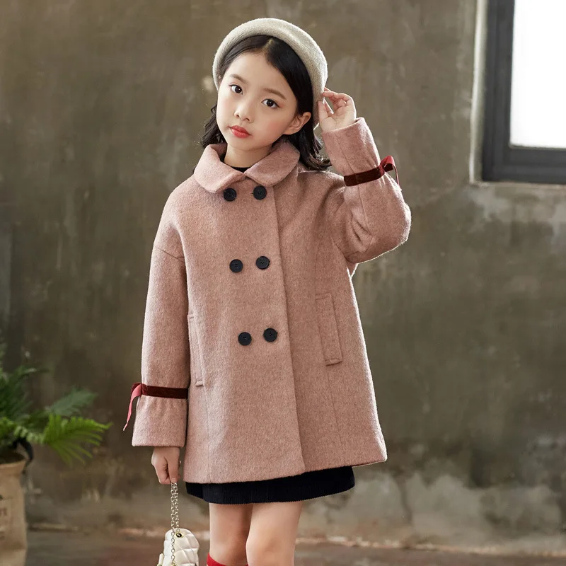 Г. Детское шерстяное пальто для девочек осенне-зимнее модное пальто для маленьких девочек, куртка теплая Рождественская верхняя одежда детская одежда