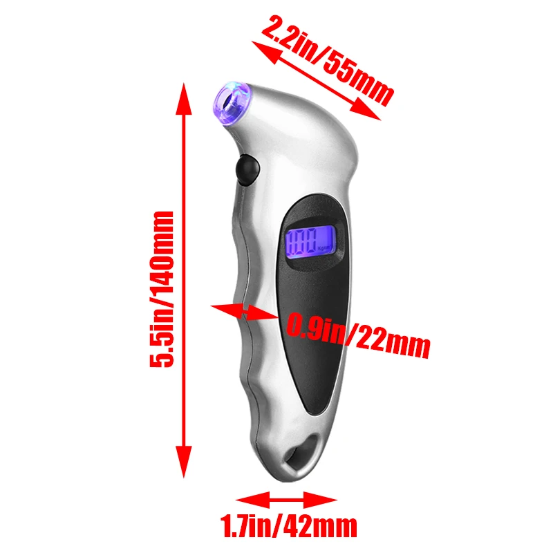 Серебряный ЖК-цифровой датчик давления воздуха в шинах, универсальный прибор для диагностики шин для автомобилей и мотоциклов