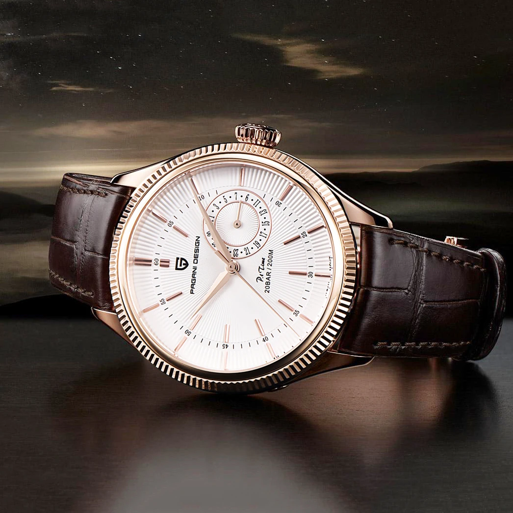2021 New PAGANI DESIGN Men's watches Luxury Quartz Watch for men Mechanical travel time Wrist Watch men Leather Japan VH65 Clock caroline travel rose quartz органайзер для украшений
