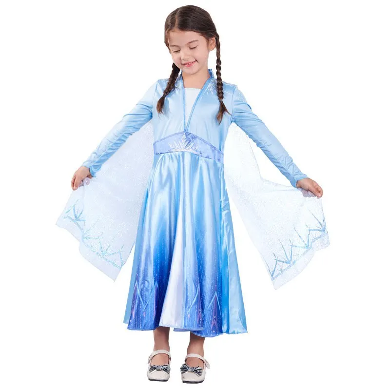 MUABABY, новое платье принцессы Эльзы 2 для девочек вечерние пальто Снежной королевы с длинными рукавами, одежда с крылышками классические модные костюмы на Хэллоуин - Цвет: Elsa Dress Only
