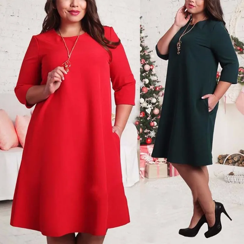 Модное женское платье размера плюс, платья для женщин, 4xl 5xl 6xl, Осенние вечерние платья с рукавом 3/4, бохо, Пляжное повседневное Свободное платье, Rk