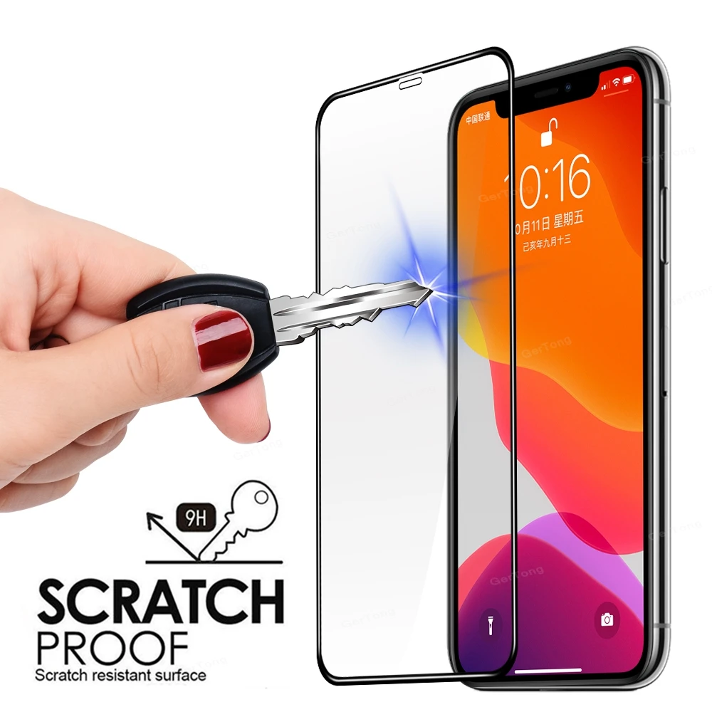 Закаленное стекло с полным покрытием для iPhone 11 Pro Max защита экрана