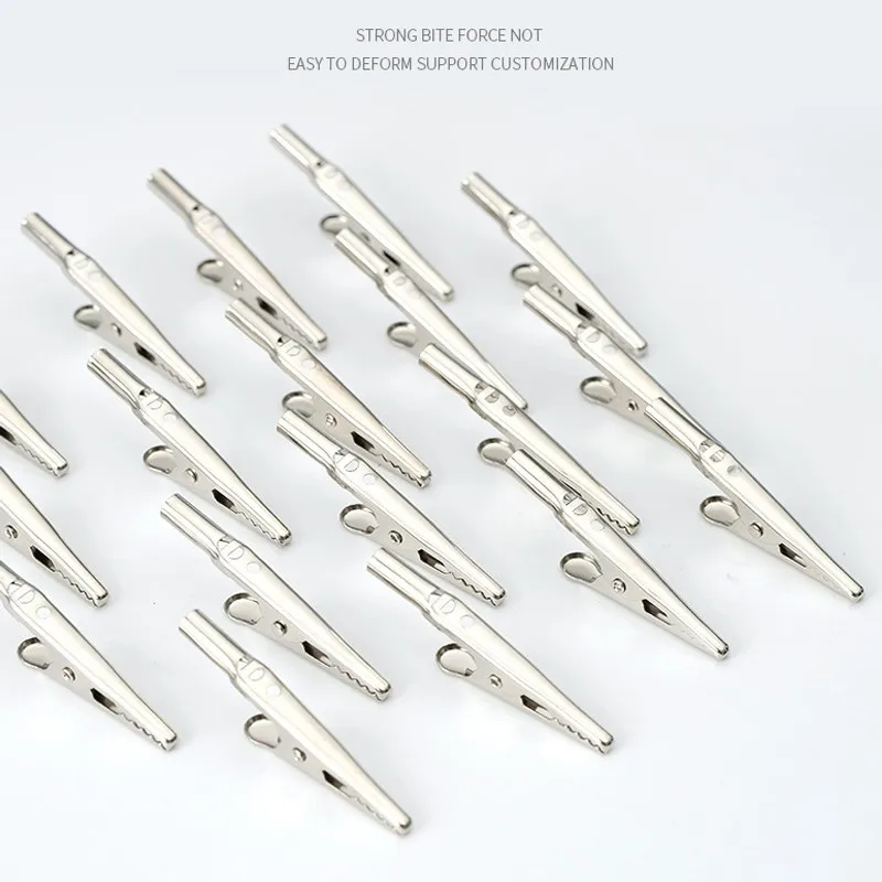 Crocodile Electric Clips Handle Test Connector Cable Lead Screw Probe Clamps Silver For Battery Power 10pcs alligator clips electric test clamp test probes test clip test leads test cable lead test cable connector test lead wire test lead cable electrical test wire