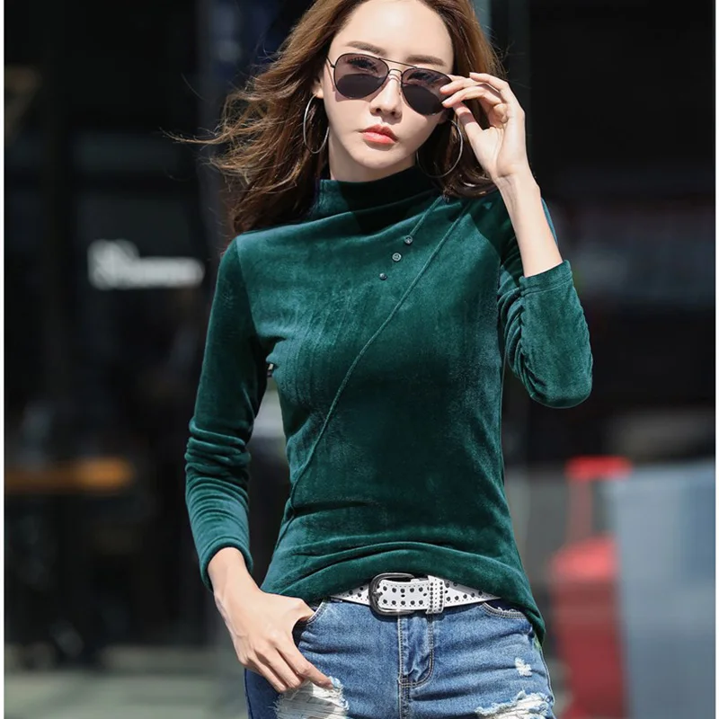 BOBOKATEER velvet christmas t-shirt women clothes camisas mujer long sleeve t shirt women tshirt fashion tee shirt femme