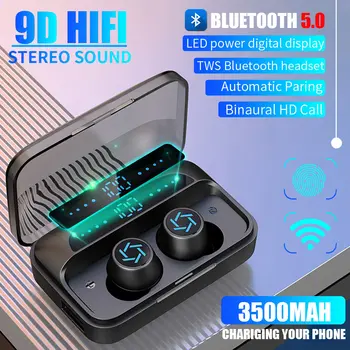 

S15 TWS 3500 Power Bank CVC8.0 Noise Reduction Headphones Bluetooth 5.0 Earphones Wireless HIFI 9D Stereo Earbuds Gaming Headset