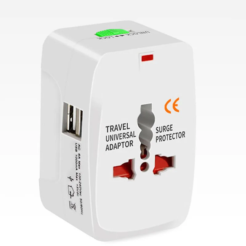 

Universal International Plug Adapter 2 USB Ports World Travel AC Power Charger Adaptor With AU US UK EU Converter Plug
