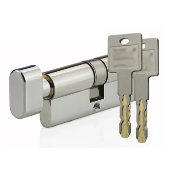 

C+ class Security lock cylinder single open 304 stainless steel shell 360° idling 3D core 48 blade with escape knob 9pcs keys