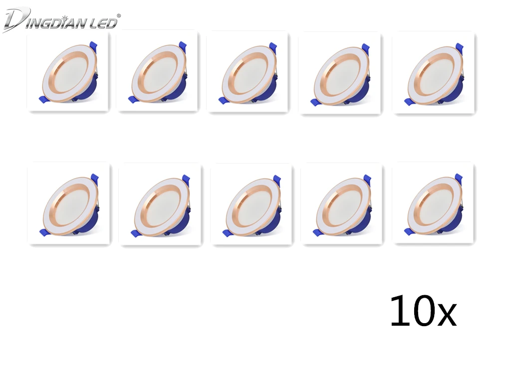 

10pcs 7W 3Color LED Downlight Fixtures Round Recessed Lamp AC220V Outdoor Bedroom Kitchen Indoor LED Spot Lighting
