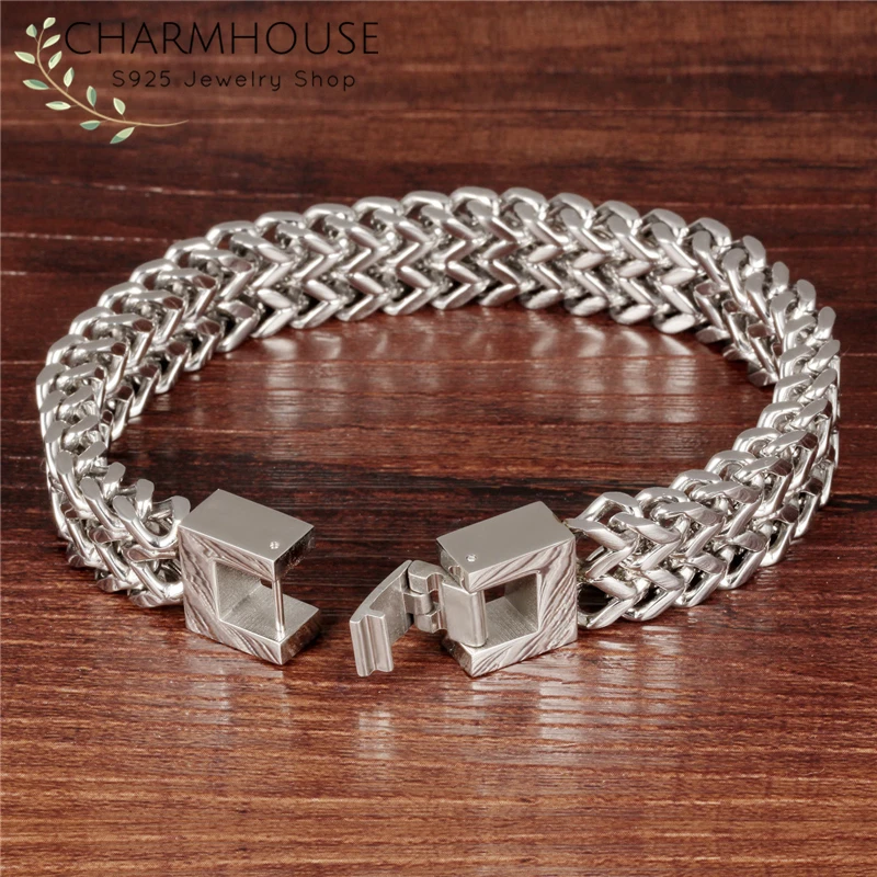 Charmhouse 316L браслеты из нержавеющей стали для мужчин серебро/золото Цвет 12 мм ткач браслеты-Цепочки Браслеты Pulseira подарки