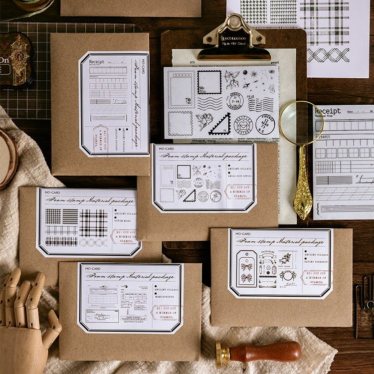 Винтажный коллаж печать ручной работы планировщик почтовые отметки украшение