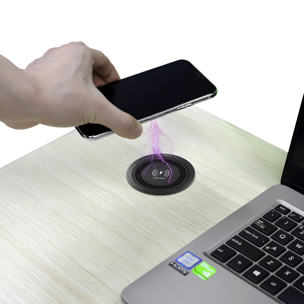 Встроенное Беспроводное зарядное устройство для HUAWEI XIAOMI iPhone samsung стол для прилавка Настольный прикроватный столик мебель офисный QI мобильный телефон