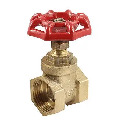 

Brass Tone Red Handle Gas Angle Stop Valve Coupling 1" PT Female Thread F/F