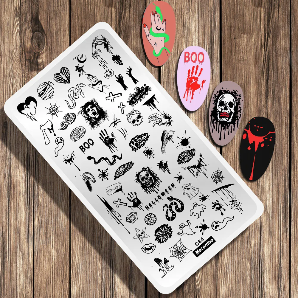 Halloween Nail Stamping Plates Spider Ghost Festival Nail Art Image Plates Stainless Steel Nail Art Plate Stencil Stamper