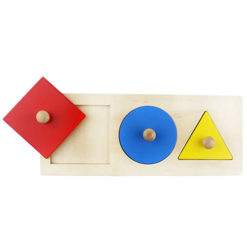 Montessori Materials Wooden 3 Shapes Puzzle Montessori Preschool Educational Learning Toys for Children Practical Life Toy L646F