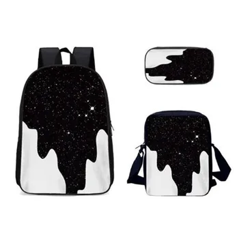 

New fashion 3D printed warhorse animal pattern school bag breathable travel outdoor three-piece multi-function school bag