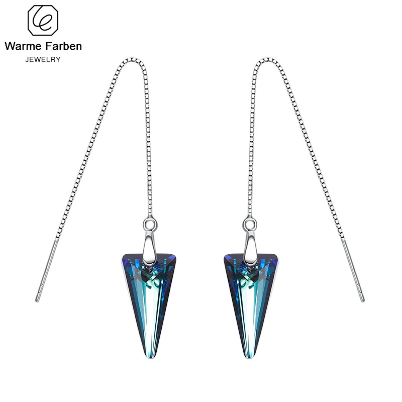 

Warme Farben 925 Sliver Crystal Earring for Women Made with Swarovski Crystal Triangle Earrings Fashion Jewelry Earline Brincos