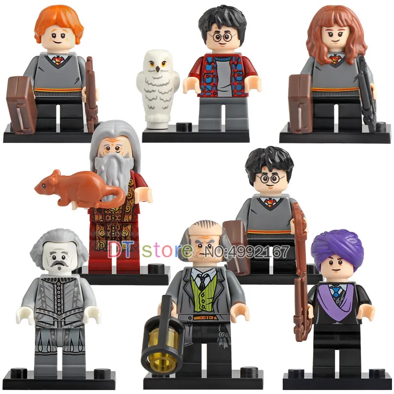

50pcs Hermione Ron Hogwarts Quirrell Filch Figures Action Building Blocks Bricks Toys Children Gifts WM6047