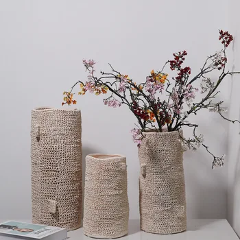 

Korean Modern Handmade Abstract Honeycomb Ceramic Vase Decoration Creative Model Room Soft Decoration Flower Crafts Decoration