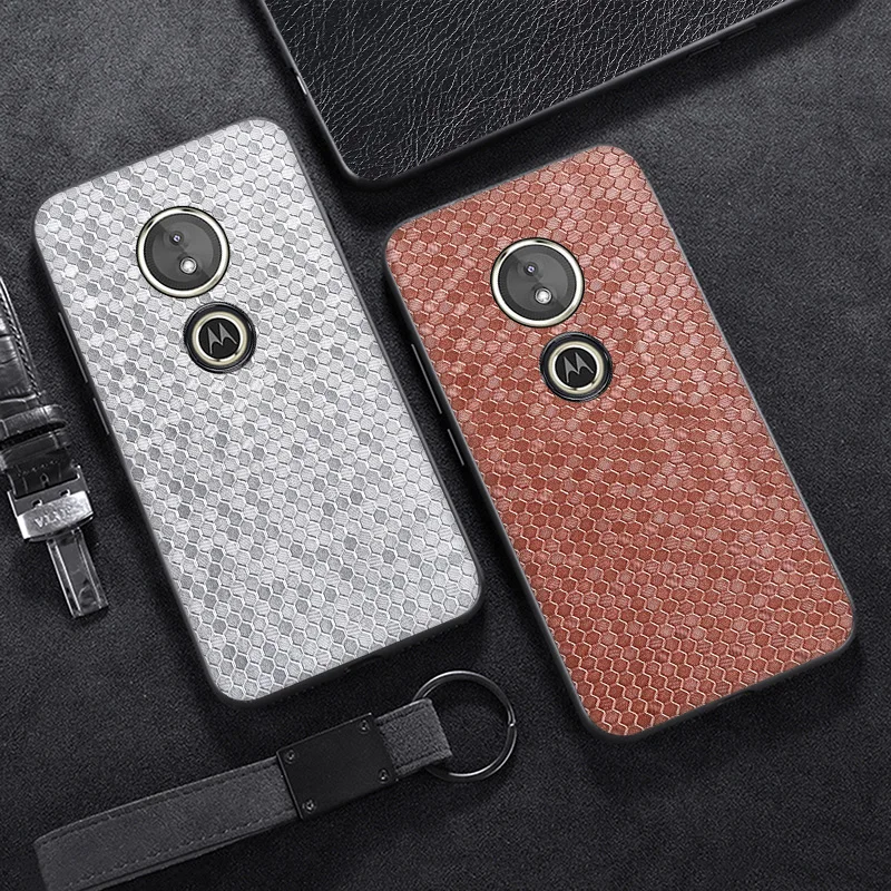 Мягкий кожаный чехол для Moto G7 Power противоударный жесткий из поликарбоната Motorola E6