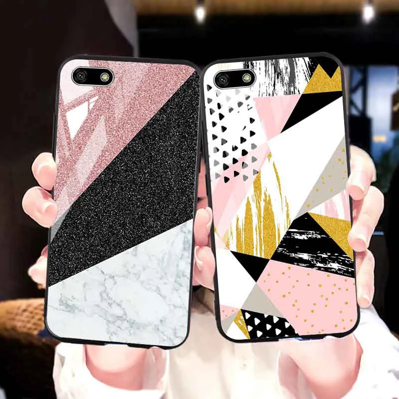 Tempered Glass Case For Huawei Y9 Prime 2019 2018 Y7 Y6 Y5 Cases Marble Bumper For 2