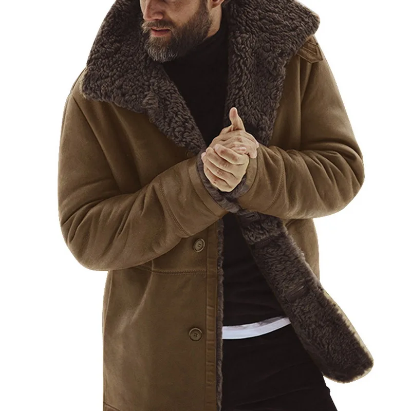 price cut  New Men Winter Thick Warm Jackets Male Fleece Lined Jackets With Fur Collar Outwear 2019 Autumn Sol