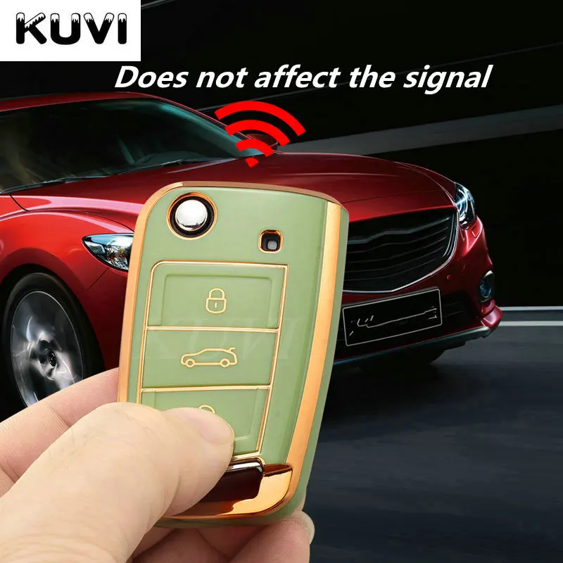Car Key Case Cover For VW Volkswagen Golf 7 MK7 Tiguan MK2 Skoda Octavia Kodiaq Karoq Seat Ateca Leon