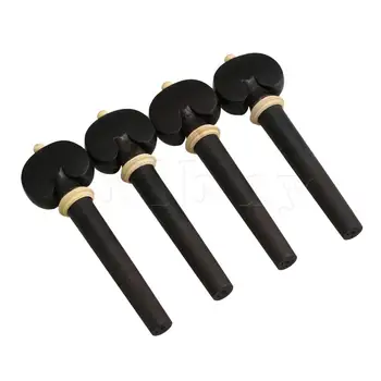 

Yibuy 4PCS Black Ebony Violin String Tuning Pegs 4/4 Ebony-inlaid Boxwood