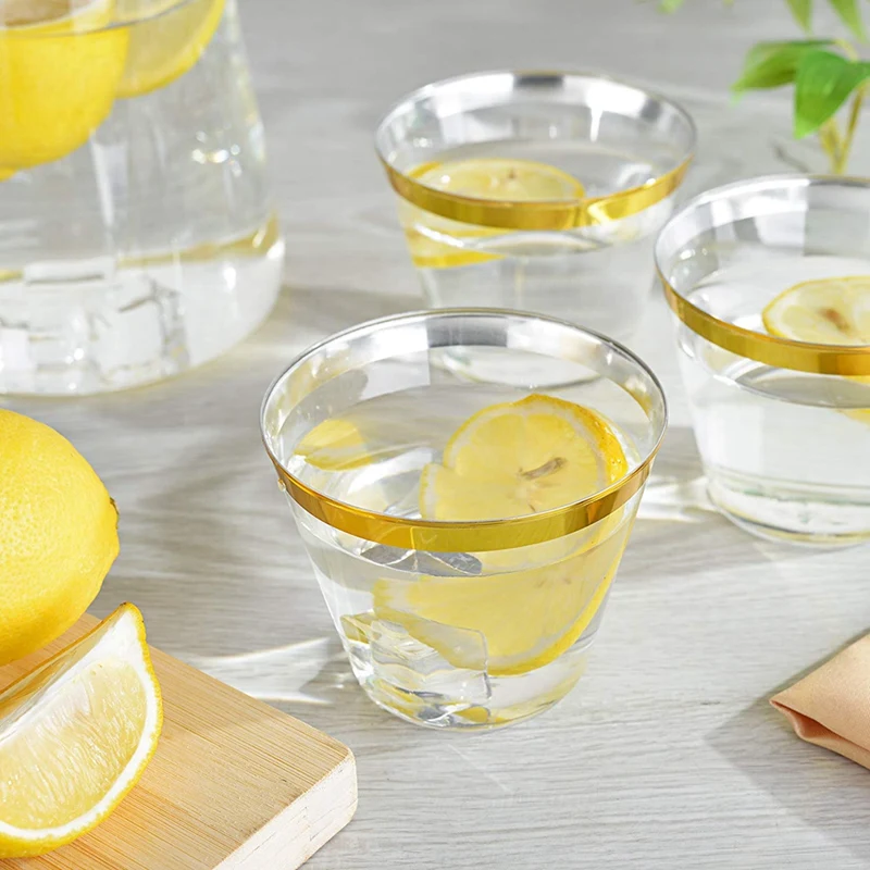 

NHBR-100PCS Wedding Party Gold Bronzing Plastic Cup Disposable Gold Plastic Cup