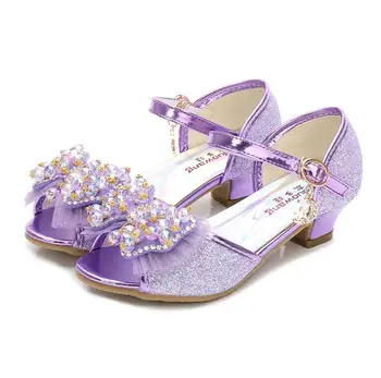 

Girls Fashion Shoes Elsa Princess Shoes Kids Elegant Dance Party Wedding Shoes Chaussure Enfants Blue Pink Silver Cosplay