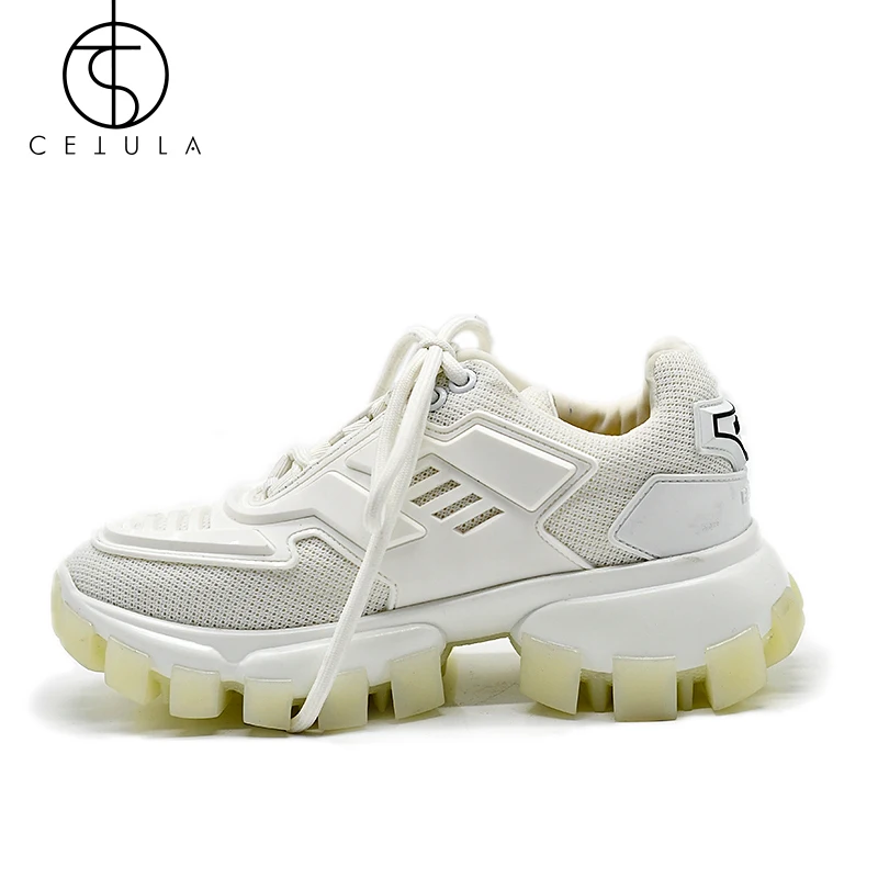 Cetula/новые женские кроссовки; модные кроссовки на платформе; обувь для папы на массивном каблуке; Цвет черный, оранжевый; женские кроссовки; обувь на танкетке