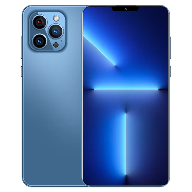 2022 New Full Screen 12GB+512GB I13 Pro Max 6.7 Inch Smartphone 4G 5G Celular Mobilephone Celulares New Global Version Cellphone Blue