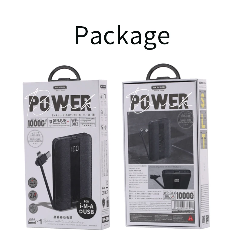 WK светильник mi ni power Bank 10000 мАч USB портативное зарядное устройство power bank для быстрой зарядки умный экран дисплей мощность для Xiaomi mi