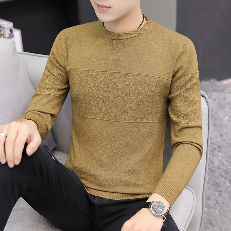 Мужские свитера для отдыха, белый, розовый, черный, серый пуловер для мужчин, v-образный вырез, тонкий длинный рукав, облегающий крой, весна-осень, повседневные мужские свитера - Цвет: as picture